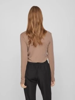 Vila Longsleeves Shirt Dames Lichtbruin -Vila 004f5adf7827cdef8484e06968879237