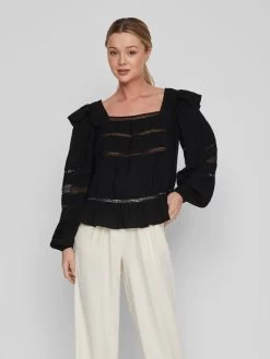 Vila Kanten Blouses Blouse Dames Zwart -Vila 024a22fcd3c4c4aebe151406efa72dc4