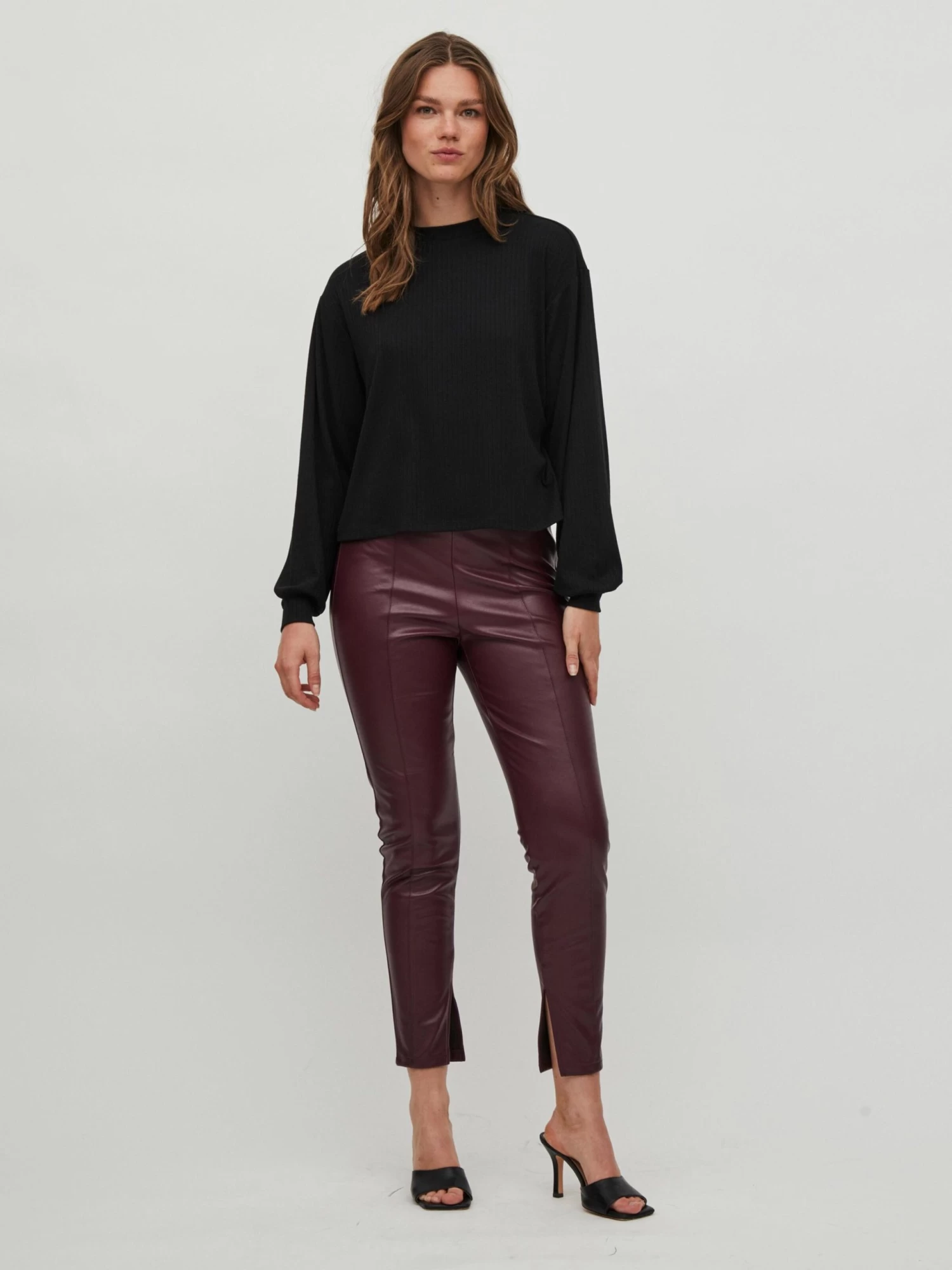 Vila Leren Broeken Skinny Broek Dagmar Dames Bordeaux 5 Vila Leren Broeken Skinny Broek Dagmar Dames Bordeaux - Afbeelding 5