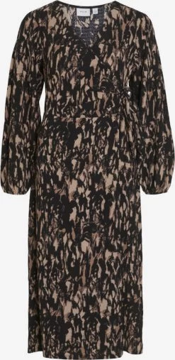 Vila Maxi Jurken Jurk Dames Bruin / Zwart