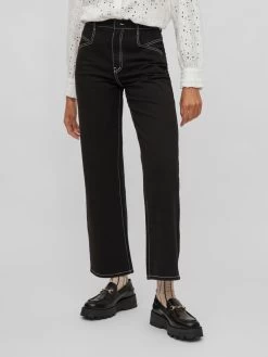 Vila Wide Leg Wide Leg Jeans Dames Zwart -Vila 05ad8ed8e2ad59371b0695cbaab525eb