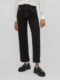 Vila Wide Leg Wide Leg Jeans Dames Zwart -Vila 05ad8ed8e2ad59371b0695cbaab525eb scaled