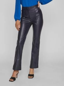 Vila Leren Broeken Flared Broek Nanna Dames Navy -Vila 05eb8ce6e40e903a39399214d261fe67