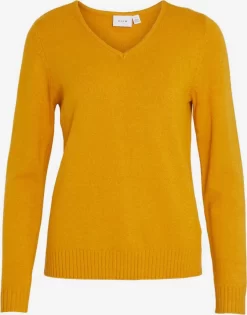 Vila Basic Truien Trui Ril Dames Goudgeel