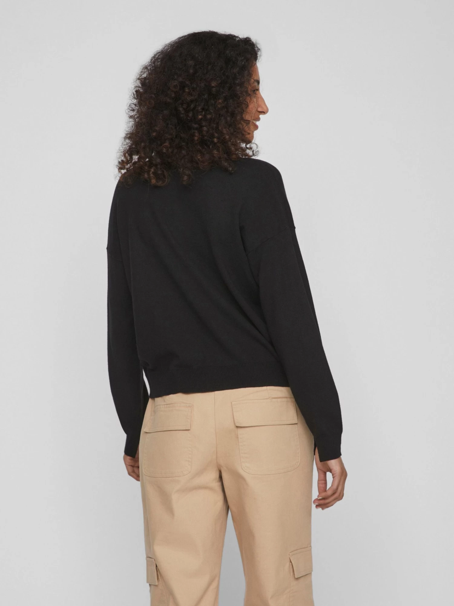 Vila Basic Truien Trui Dames Zwart 4 Vila Basic Truien Trui Dames Zwart - Afbeelding 4