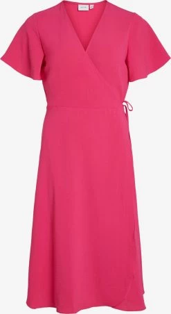 Vila Midi Jurken Jurk Dames Fuchsia