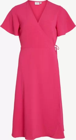 Vila Midi Jurken Jurk Dames Fuchsia