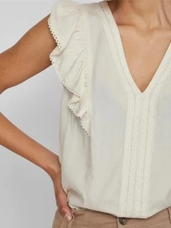 Vila T-shirts Shirt Juliana Dames Ecru -Vila 0eb02f0bb5a8e73695bb0ddc696ab627