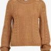 Vila Fijngebreide Truien Trui Chai Dames Karamel