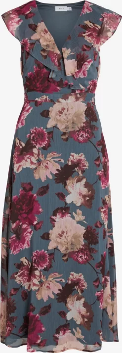 Vila Maxi Jurken Jurk Rilla Dames Duifblauw