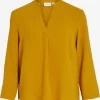 Vila Blouses Met Korte Mouw Blouse Dames Geel
