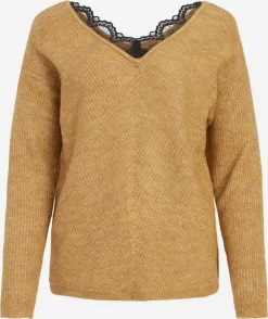 Vila Fijngebreide Truien Trui Dames Bruin