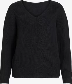 Vila Fijngebreide Truien Trui Dames Zwart