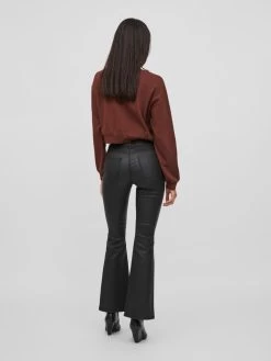 Vila Leren Broeken Flared Broek Flair Dames Zwart -Vila 157ebee91cf63ae538bbafc48f1b318a