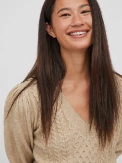 Vila Fijngebreide Truien Trui Ril Dames Beige -Vila 16d7153ac394de70705c93c884b719d9