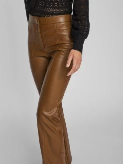 Vila Leren Broeken Flared Broek Nanna Dames Olijfgroen -Vila 1a7fe8dde68633239c8b462797e3f8a6