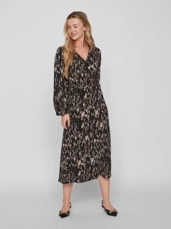 Vila Maxi Jurken Jurk Dames Bruin / Zwart -Vila 1c04202c9532f1549d888ee4be340cce scaled