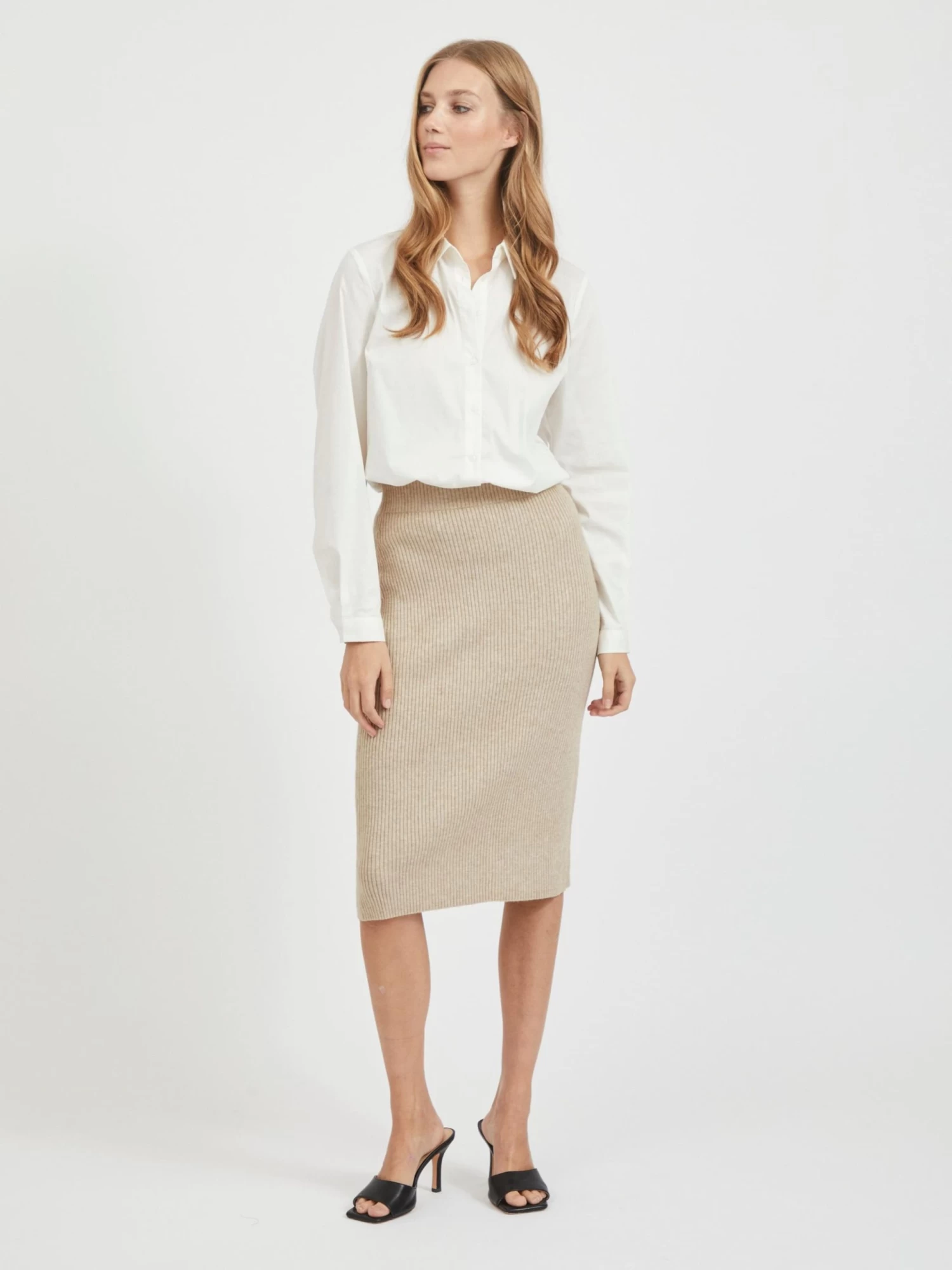 Vila Midi Rokken Rok Dames Cappuccino 4 Vila Midi Rokken Rok Dames Cappuccino - Afbeelding 4