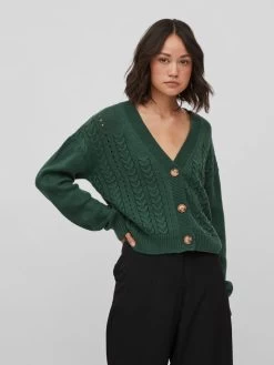 Vesten Gebreid Vest Dames Donkergroen -Vila 1eba3d80a636c748e6d278851d630b74