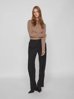 Vila Longsleeves Shirt Dames Lichtbruin -Vila 1fbb697e1be478c6f27526cb991ab144