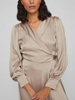 Vila Mini Jurken Jurk RAVENNA Dames Lichtbruin -Vila 207a038b25ea377fce37ff032e6bc55b