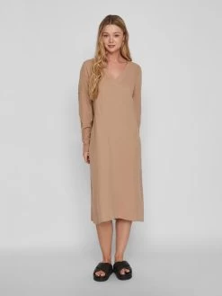 Vila Midi Jurken Jurk Ania Dames Beige -Vila 223b73ef97f549c620232ca4e994527f