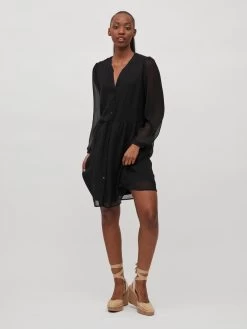 Vila Blousejurken Blousejurk Dames Zwart -Vila 2359b1a8382cbed8bcb0ab6e93548127