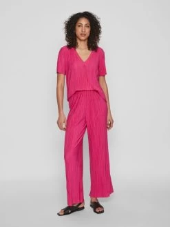 Vila Pantalons Wide Leg Broek Dames Pink -Vila 2363864476d850e56bac460010161e02