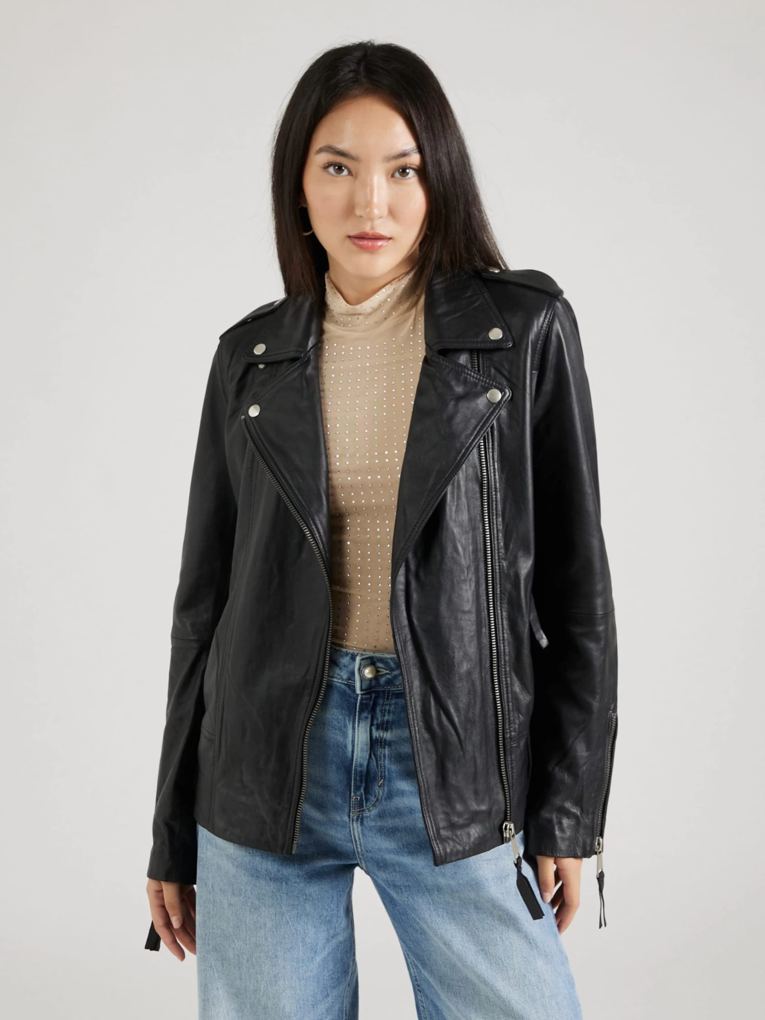 Leren Jassen Tussenjas BEA Dames Zwart 3 Leren Jassen Tussenjas BEA Dames Zwart - Afbeelding 3