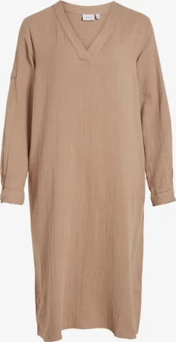 Vila Midi Jurken Jurk Ania Dames Beige