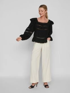 Vila Kanten Blouses Blouse Dames Zwart -Vila 284231fd205585255655caa45073ccf8