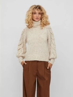 Vila Coltruien Trui Dames Beige -Vila 29295d09188beaa10dff58744d8705dc