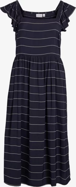 Vila Midi Jurken Jurk Rita Dames Navy