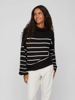 Vila Coltruien Trui Vigga Dames Zwart -Vila 2bae2001fab23190130eb71374cc500b