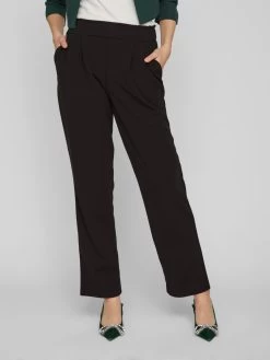 Vila Bandplooibroeken Regular Bandplooibroek Dames Zwart -Vila 2e24f53e04e5eb46415f4f5c89ec369e