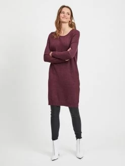 Vila Gebreide Jurken Gebreide Jurk Dames Wijnrood -Vila 2e5b62a9f0fe488ebfb643734a0e093e