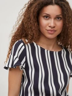 Vila Blouses Met Korte Mouw Blouse Billy Dames Donkerblauw / Wit -Vila 2fbf5eefedee21255360e5ff17f8551f