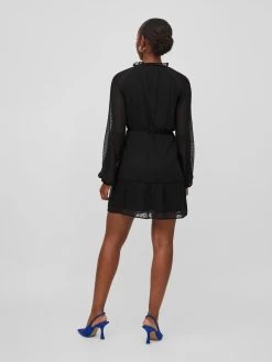 Vila Mini Jurken Jurk Dobby Dames Zwart -Vila 320a7fb687c1024b78212f0ebc05c350