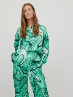 Vila Overhemden Blouse Dames Jade Groen -Vila 32a3795cf80a606464fcb07ffef0a3c4