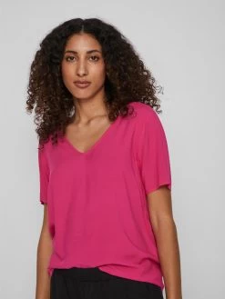 Vila Blouses Met Korte Mouw Blouse PAYA Dames Magenta -Vila 32dd2daf50e753cb5bba836c031c3a68
