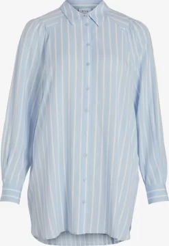 Vila Lange Blouses Blouse Zugi Dames Lichtblauw