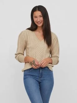 Vila Fijngebreide Truien Trui Ril Dames Beige -Vila 368b72e47e61688859a1a4253656508e