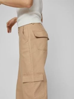 Vila Jeans Wide Leg Cargojeans Dames Beige -Vila 3743df73ae3a00fa42122fc354daf031