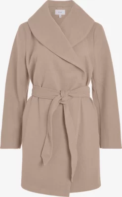 Vila Korte Mantels Tussenmantel POKO Dames Donkerbeige