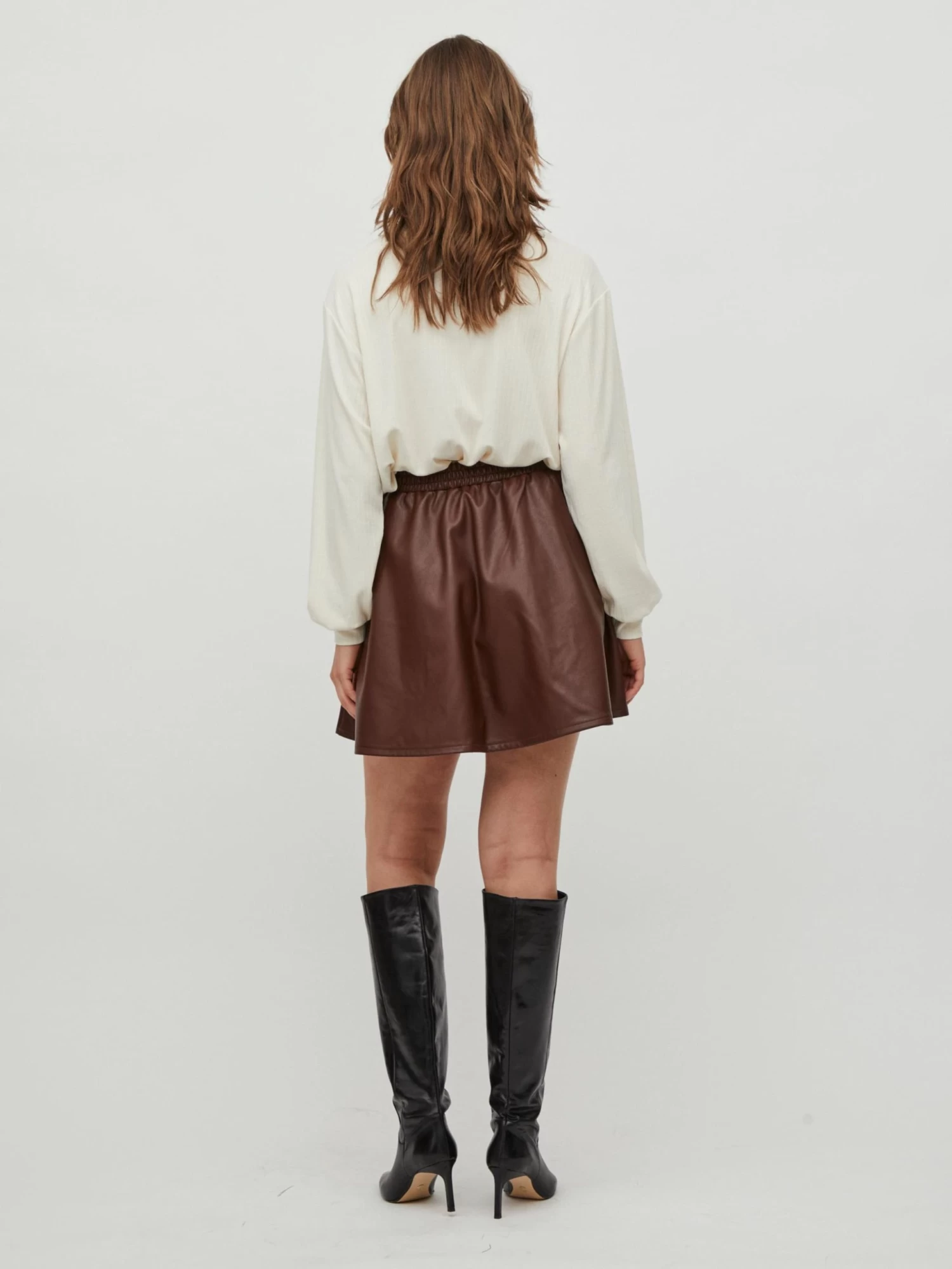 Vila Leren Rokken Rok Dagmar Dames Chocoladebruin 4 Vila Leren Rokken Rok Dagmar Dames Chocoladebruin - Afbeelding 4