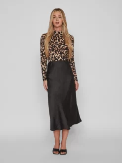 Vila Midi Rokken Rok DINNA Dames Zwart -Vila 4085caca2225aa251f0dad11f430d59c scaled
