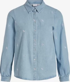 Vila Spijkerblouses Blouse Dames Lichtblauw