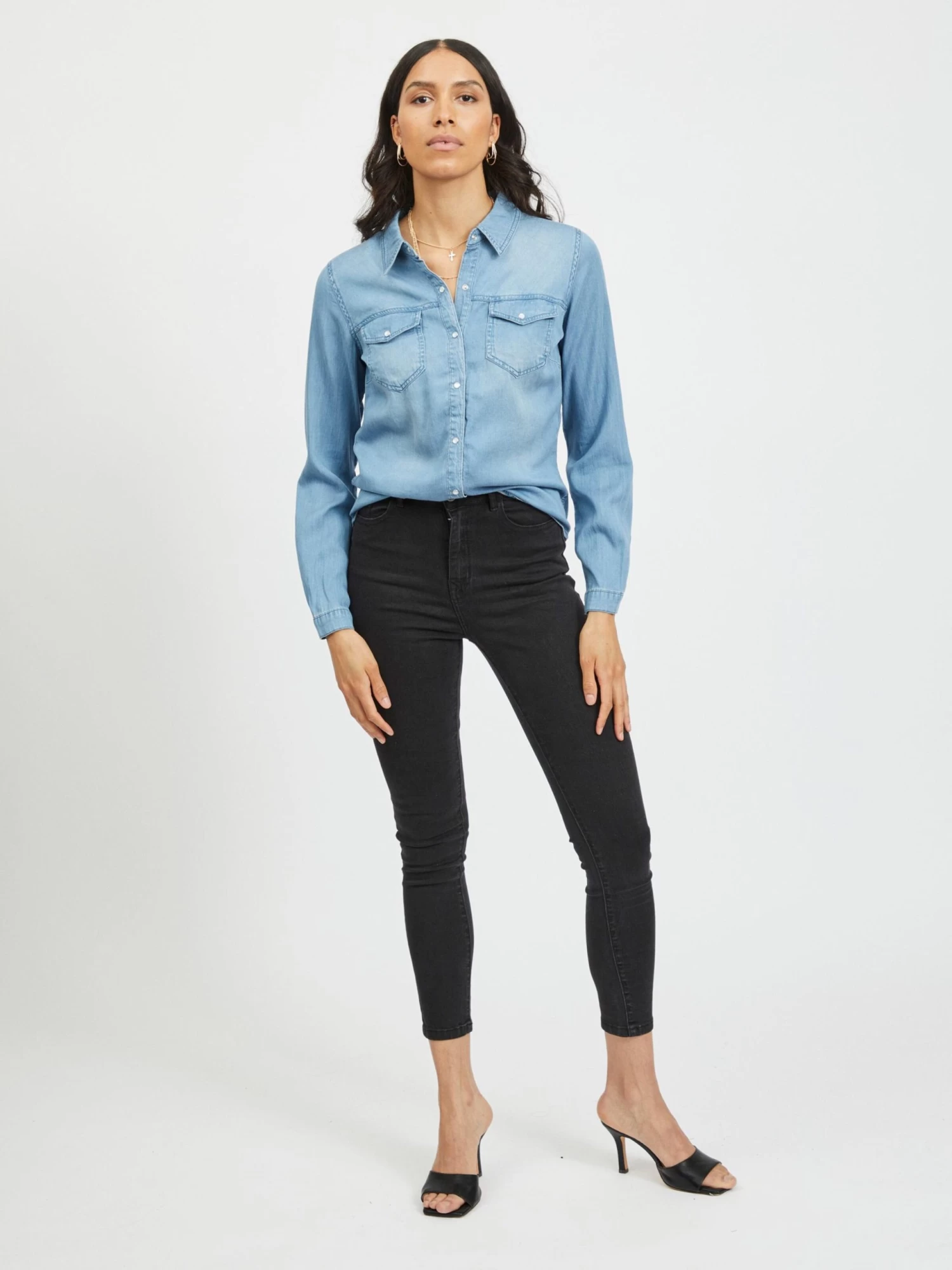 Vila Spijkerblouses Blouse Bista Dames Lichtblauw 4 Vila Spijkerblouses Blouse Bista Dames Lichtblauw - Afbeelding 4