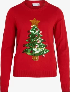 Vila Fijngebreide Truien Trui Season Dames Rood