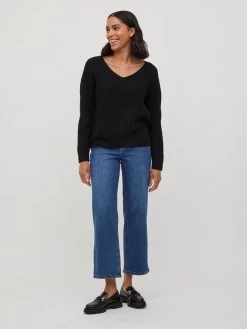 Vila Fijngebreide Truien Trui Dames Zwart -Vila 48cd86884118a93ae1f0ed2195374d44